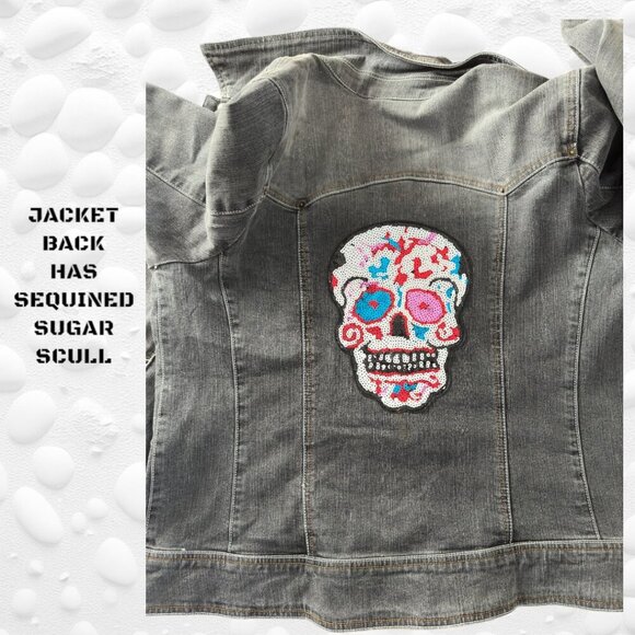 Addition Elle Jean Jacket with Sequined Scull - 2X - NWT - Picture 10 of 15
